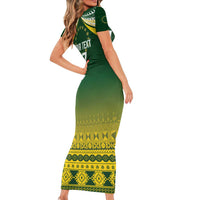 Cook Islands Rugby Custom Short Sleeve Bodycon Dress Kuki Avaiki - Polynesian Pride