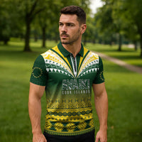 Cook Islands Rugby Custom Zipper Polo Shirt Kuki Avaiki - Polynesian Pride