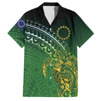 Cook Islands Rugby Kuki Avaiki Family Matching Long Sleeve Bodycon Dress and Hawaiian Shirt Tribal Turtle LT7 Dad's Shirt - Short Sleeve Dark Green - Polynesian Pride