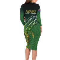 Cook Islands Rugby Kuki Avaiki Family Matching Long Sleeve Bodycon Dress and Hawaiian Shirt Tribal Turtle - Polynesian Pride