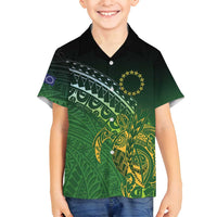 Cook Islands Rugby Kuki Avaiki Family Matching Off Shoulder Short Dress and Hawaiian Shirt Tribal Turtle - Polynesian Pride