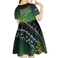 Cook Islands Rugby Kuki Avaiki Kid Short Sleeve Dress Tribal Turtle - Polynesian Pride