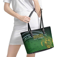 Cook Islands Rugby Kuki Avaiki Leather Tote Bag Tribal Turtle - Polynesian Pride