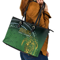 Cook Islands Rugby Kuki Avaiki Leather Tote Bag Tribal Turtle - Polynesian Pride