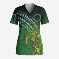Cook Islands Rugby Kuki Avaiki Scrub Top Tribal Turtle - Polynesian Pride