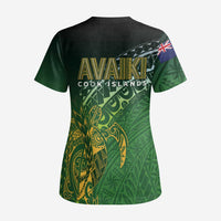 Cook Islands Rugby Kuki Avaiki Scrub Top Tribal Turtle - Polynesian Pride
