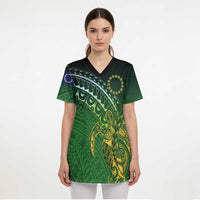 Cook Islands Rugby Kuki Avaiki Scrub Top Tribal Turtle - Polynesian Pride