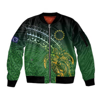 Cook Islands Rugby Kuki Avaiki Sleeve Zip Bomber Jacket Tribal Turtle - Polynesian Pride