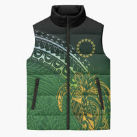 Cook Islands Rugby Kuki Avaiki Sleeveless Puffer Jacket Tribal Turtle - Polynesian Pride