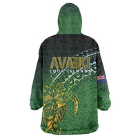 Cook Islands Rugby Kuki Avaiki Wearable Blanket Hoodie Tribal Turtle - Polynesian Pride