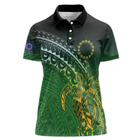 Cook Islands Rugby Kuki Avaiki Women Polo Shirt Tribal Turtle - Polynesian Pride