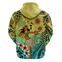 Honolulu Hawaii Zip Hoodie Ilima Plumeria with Hula Girl LT7 - Polynesian Pride
