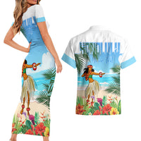 Personalised Hawaii Hula Girl Couples Matching Short Sleeve Bodycon Dress and Hawaiian Shirt Honolulu Festival LT7 - Polynesian Pride