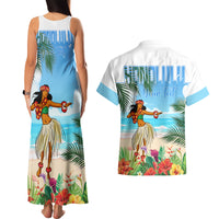 Personalised Hawaii Hula Girl Couples Matching Tank Maxi Dress and Hawaiian Shirt Honolulu Festival LT7 - Polynesian Pride