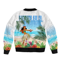 Personalised Hawaii Hula Girl Sleeve Zip Bomber Jacket Honolulu Festival LT7 - Polynesian Pride