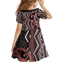 Maori Taniko Patterns Family Matching Off Shoulder Maxi Dress and Hawaiian Shirt Brown Patiki Motifs Mix Whakairo Ngaru