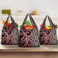 Maori Taniko Patterns Grocery Bag Brown Patiki Motifs Mix Whakairo Ngaru