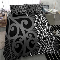 Maori Taniko Patterns Bedding Set Black Patiki Motifs Mix Whakairo Ngaru