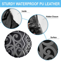 Maori Taniko Patterns Spare Tire Cover Black Patiki Motifs Mix Whakairo Ngaru