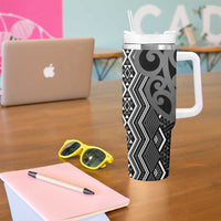 Maori Taniko Patterns Tumbler With Handle Black Patiki Motifs Mix Whakairo Ngaru