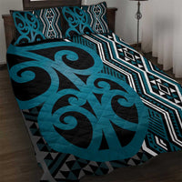 Maori Taniko Patterns Quilt Bed Set Azure Patiki Motifs Mix Whakairo Ngaru