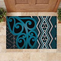 Maori Taniko Patterns Rubber Doormat Azure Patiki Motifs Mix Whakairo Ngaru