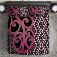 Maori Taniko Patterns Bedding Set Pink Patiki Motifs Mix Whakairo Ngaru