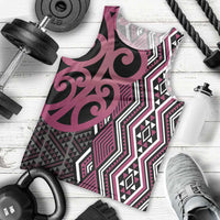 Maori Taniko Patterns Men Tank Top Pink Patiki Motifs Mix Whakairo Ngaru
