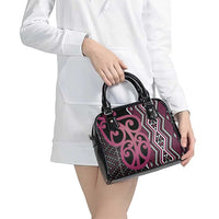 Maori Taniko Patterns Shoulder Handbag Pink Patiki Motifs Mix Whakairo Ngaru