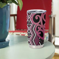 Maori Taniko Patterns Tumbler Cup Pink Patiki Motifs Mix Whakairo Ngaru
