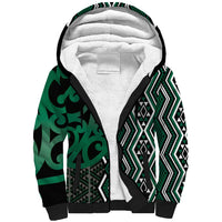 Maori Taniko Patterns Sherpa Hoodie Pounamu Patiki Motifs Mix Whakairo Ngaru