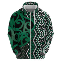 Maori Taniko Patterns Zip Hoodie Pounamu Patiki Motifs Mix Whakairo Ngaru LT7 - Polynesian Pride