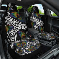 Aotearoa Takatapui Pride Car Seat Cover Rainbow Butterfly - Free To Love LT7 One Size Black - Polynesian Pride