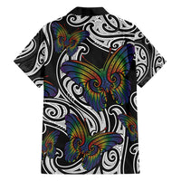 Aotearoa Takatapui Pride Family Matching Summer Maxi Dress and Hawaiian Shirt Rainbow Butterfly - Free To Love LT7 - Polynesian Pride