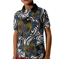 Aotearoa Takatapui Pride Kid Polo Shirt Rainbow Butterfly - Free To Love