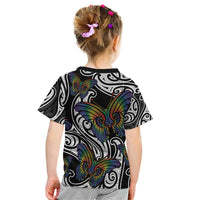 Aotearoa Takatapui Pride Kid T Shirt Rainbow Butterfly - Free To Love