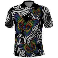 Aotearoa Takatapui Pride Polo Shirt Rainbow Butterfly - Free To Love