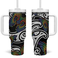 Aotearoa Takatapui Pride Tumbler With Handle Rainbow Butterfly - Free To Love