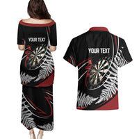 New Zealand Darts Personalised Couples Matching Puletasi and Hawaiian Shirt Silver Fern Dynamic