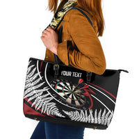 New Zealand Darts Personalised Leather Tote Bag Silver Fern Dynamic