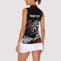 New Zealand Darts Personalised Women Sleeveless Polo Shirt Silver Fern Dynamic
