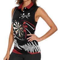 New Zealand Darts Personalised Women Sleeveless Polo Shirt Silver Fern Dynamic