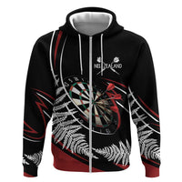 New Zealand Darts Personalised Zip Hoodie Silver Fern Dynamic