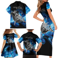 Maori Matariki Te Araroa Paikea Starry Family Matching Short Sleeve Bodycon Dress and Hawaiian Shirt Tangaroa Whakatauki LT7 - Polynesian Pride
