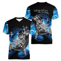 Maori Matariki Te Araroa Paikea Starry Women V-Neck T-Shirt Tangaroa Whakatauki LT7 - Polynesian Pride