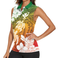 Kanaka Maoli Hawaii Flag Day Women Sleeveless Polo Shirt Vibrant Frangipani