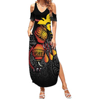 Personalized Papua New Guinea Milne Bay Family Matching Summer Maxi Dress and Hawaiian Shirt Bagi Necklace Mix Lime Pot Grunge