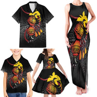 Personalized Papua New Guinea Milne Bay Family Matching Tank Maxi Dress and Hawaiian Shirt Bagi Necklace Mix Lime Pot Grunge