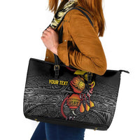 Personalized Papua New Guinea Milne Bay Leather Tote Bag Bagi Necklace Mix Lime Pot Grunge