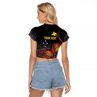 Personalized Papua New Guinea Milne Bay Raglan Cropped T Shirt Bagi Necklace Mix Lime Pot Grunge LT7 - Polynesian Pride
